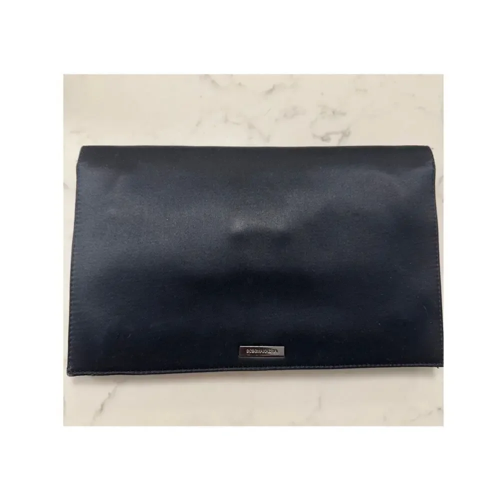 BCBG Clutch Women's Black Satin Envelope Style Turnlock Handbag with Dustbag